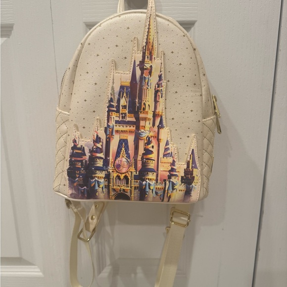 Loungefly Disney Cream Backpack with Iconic Castle Design 50th Anniversary - Picture 2 of 9